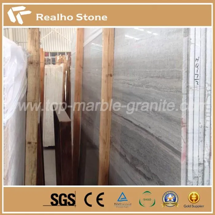 China Blue Oak Wood Vein Grain Marble Slabs
