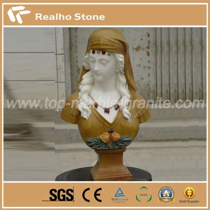 Hand Carved White Marble Bust Men Half Body
