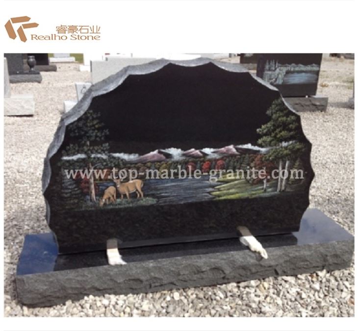 American Tombstone With Panting Garden