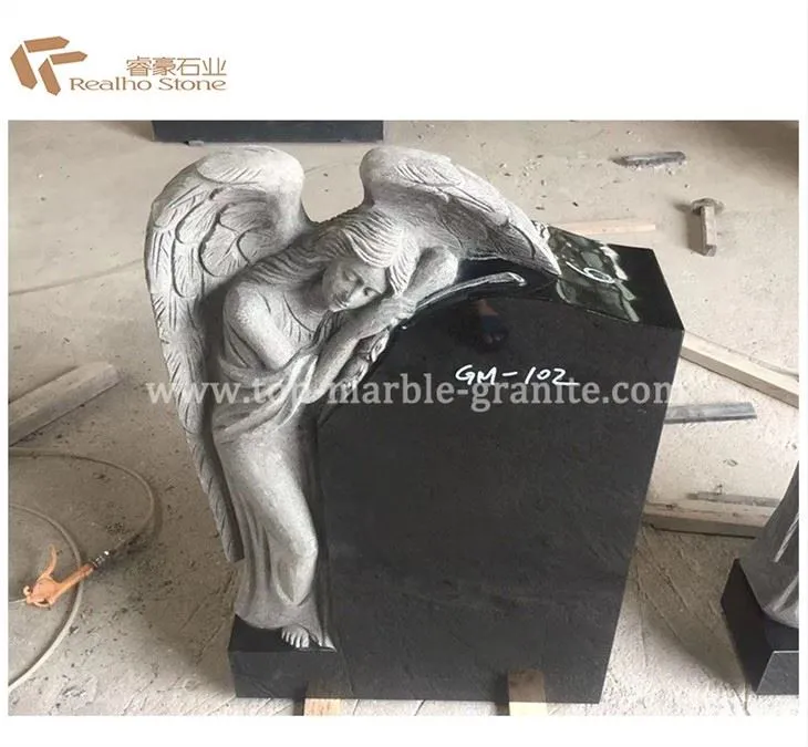 Black granite tombstone